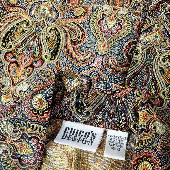 Vintage Chicos Design Metallic Paisley Lightweight Overcoat Blazer Jacket - Picture 5 of 5